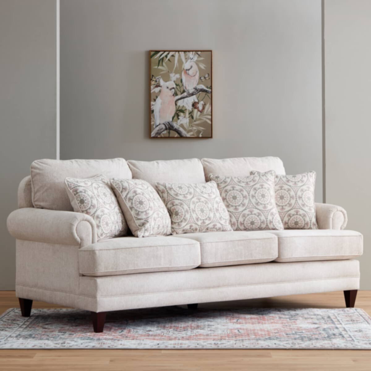 HOMEBOX | Florida 3-Seater Fabric Sofa with 5 Cushions | 165337757