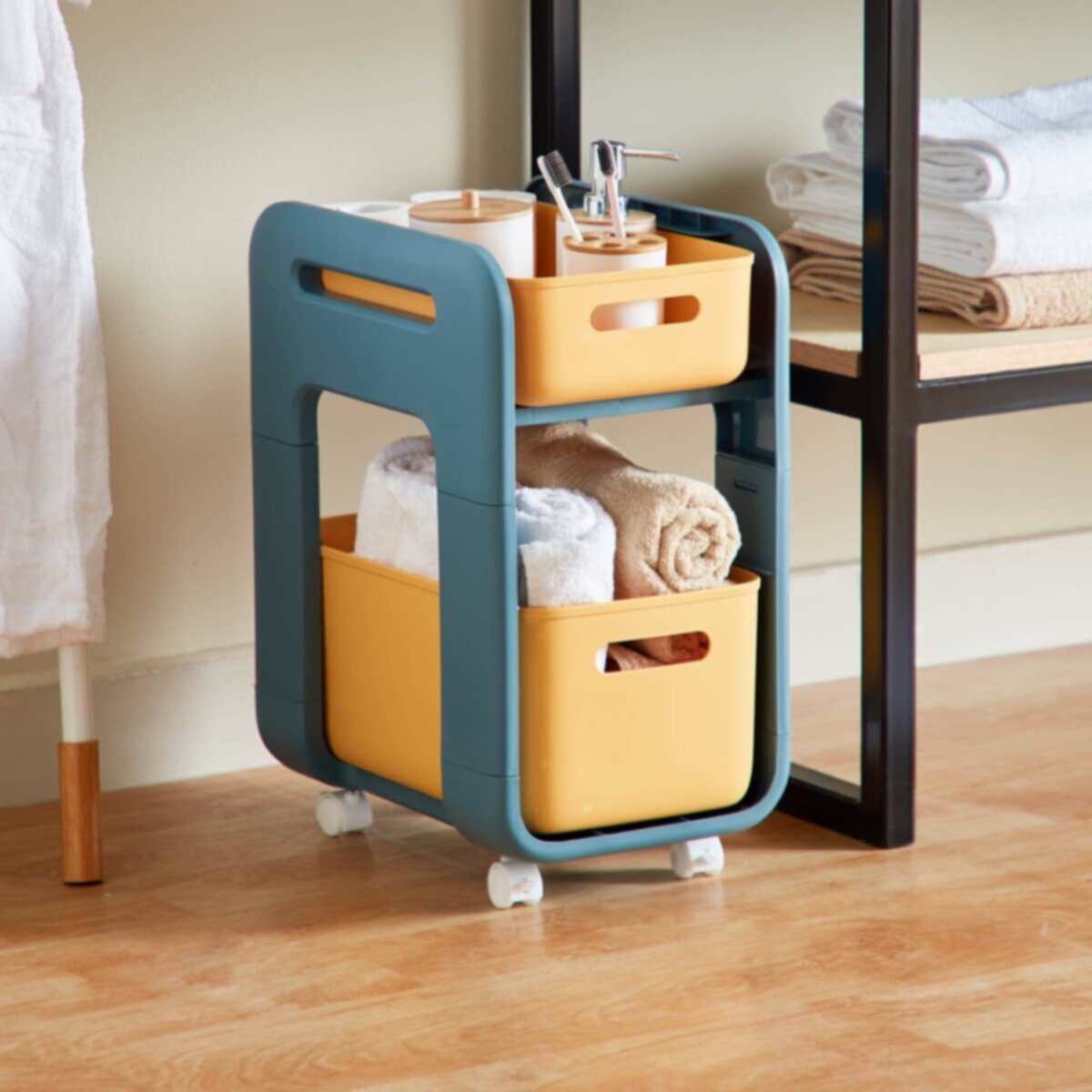 HOMEBOX | Logan Double Decker Storage Trolley with Wheels - 38x25x44 cm | 165459501