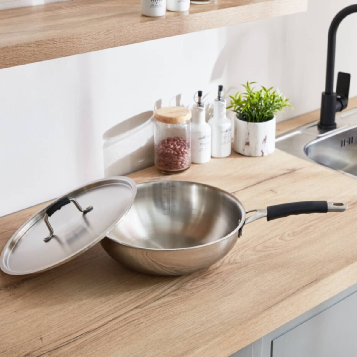 HOMEBOX | Glisten Triply Wok with Steel Lid - 28 cm | 165863827