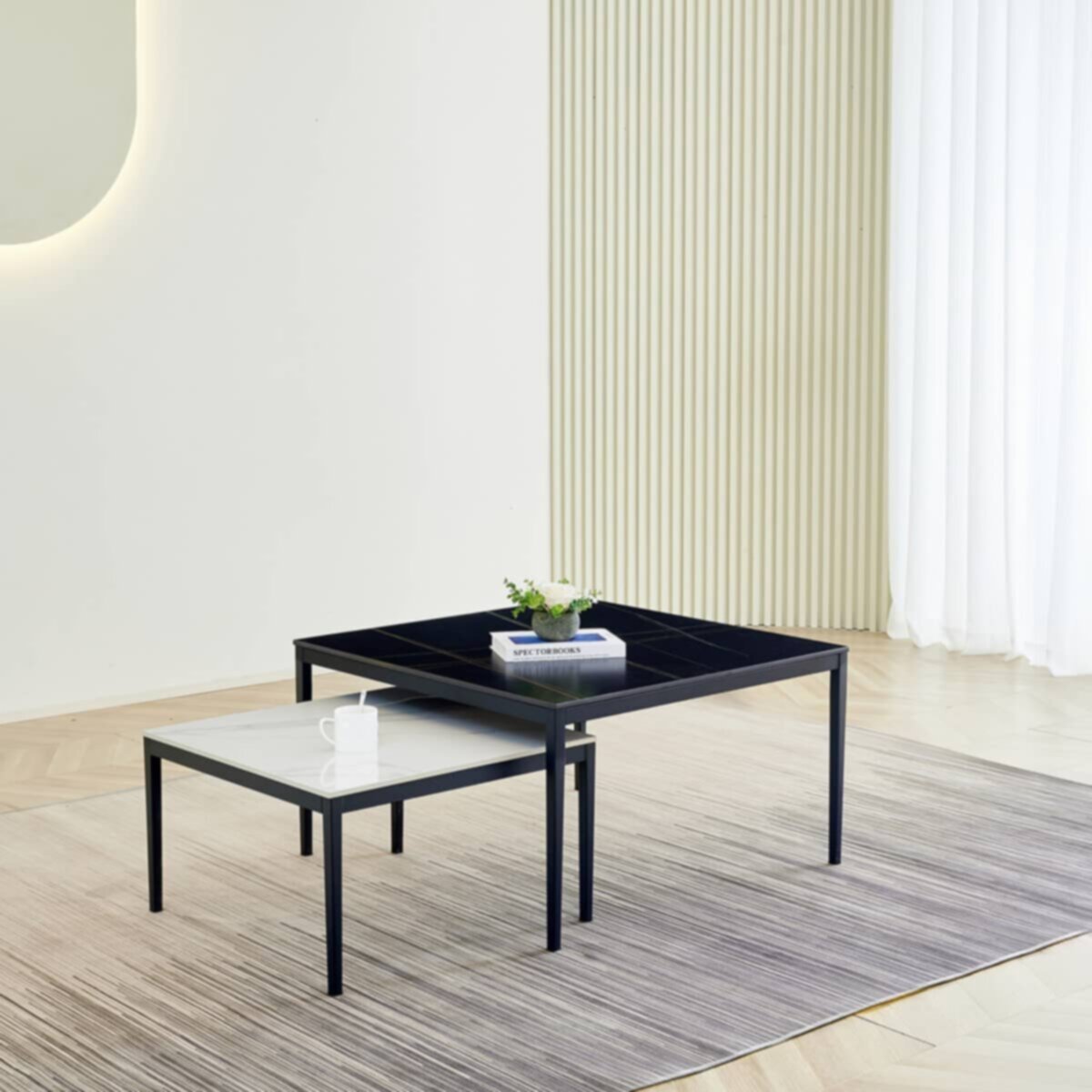 HOMEBOX | Baron Square Sintered Stone Coffee Table - Set of 2 | 166246952