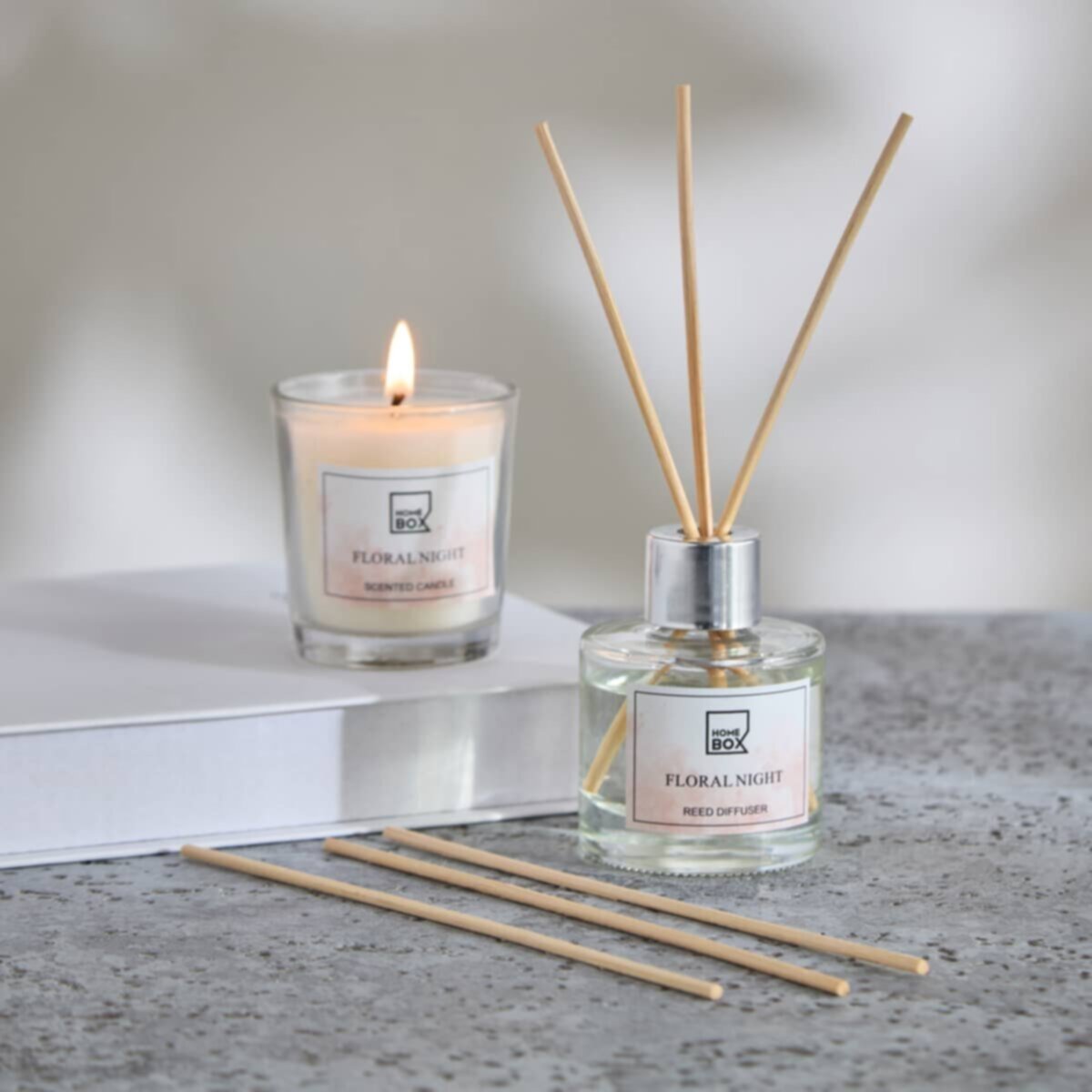 HOMEBOX | Garden Floral Night Reed Diffuser and Candle Fragrance Gift Set | 166279091