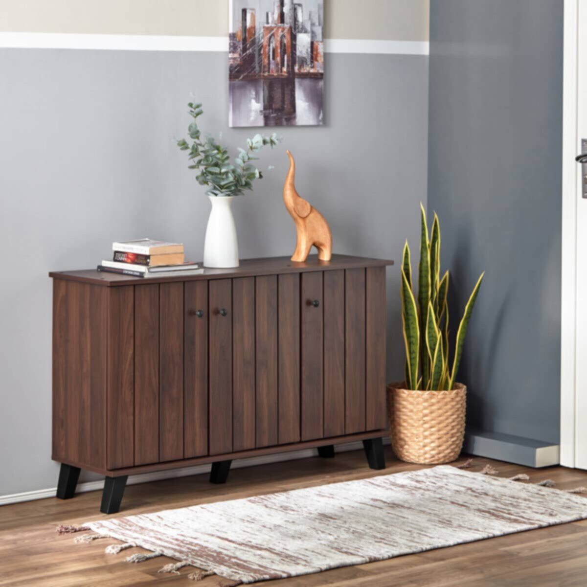 HOMEBOX | Malton NXT 12-Pair Shoe Cabinet with 3 Doors | 166427032