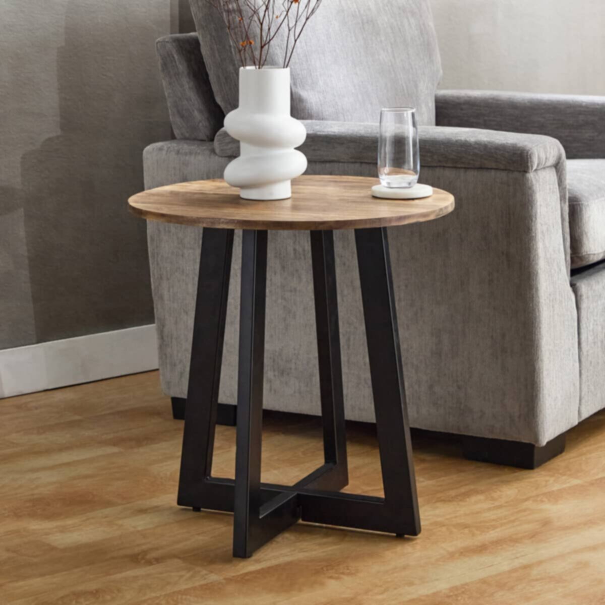 HOMEBOX | Clanbay Solid Wood Round End Table | 166507085
