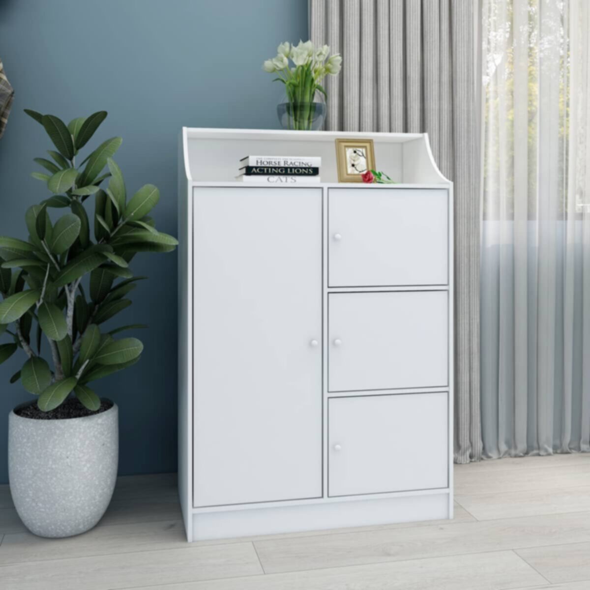 HOMEBOX | Vanilla Cody 4-Door Kids Cabinet | 166645331
