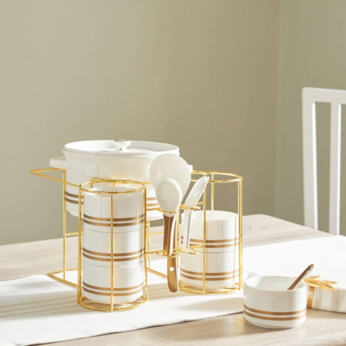 HOMEBOX | Feast Verde 15-Piece Soup Set with Stand | 166670374