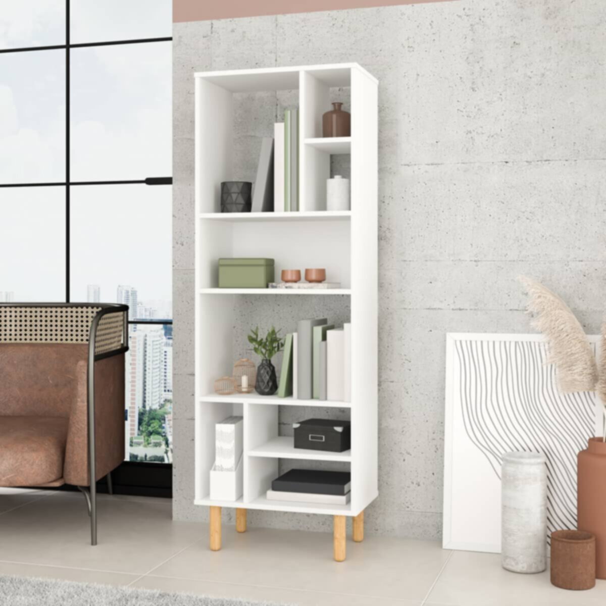 HOMEBOX | Bianca Londrina Tall Book Cabinet | 166675546