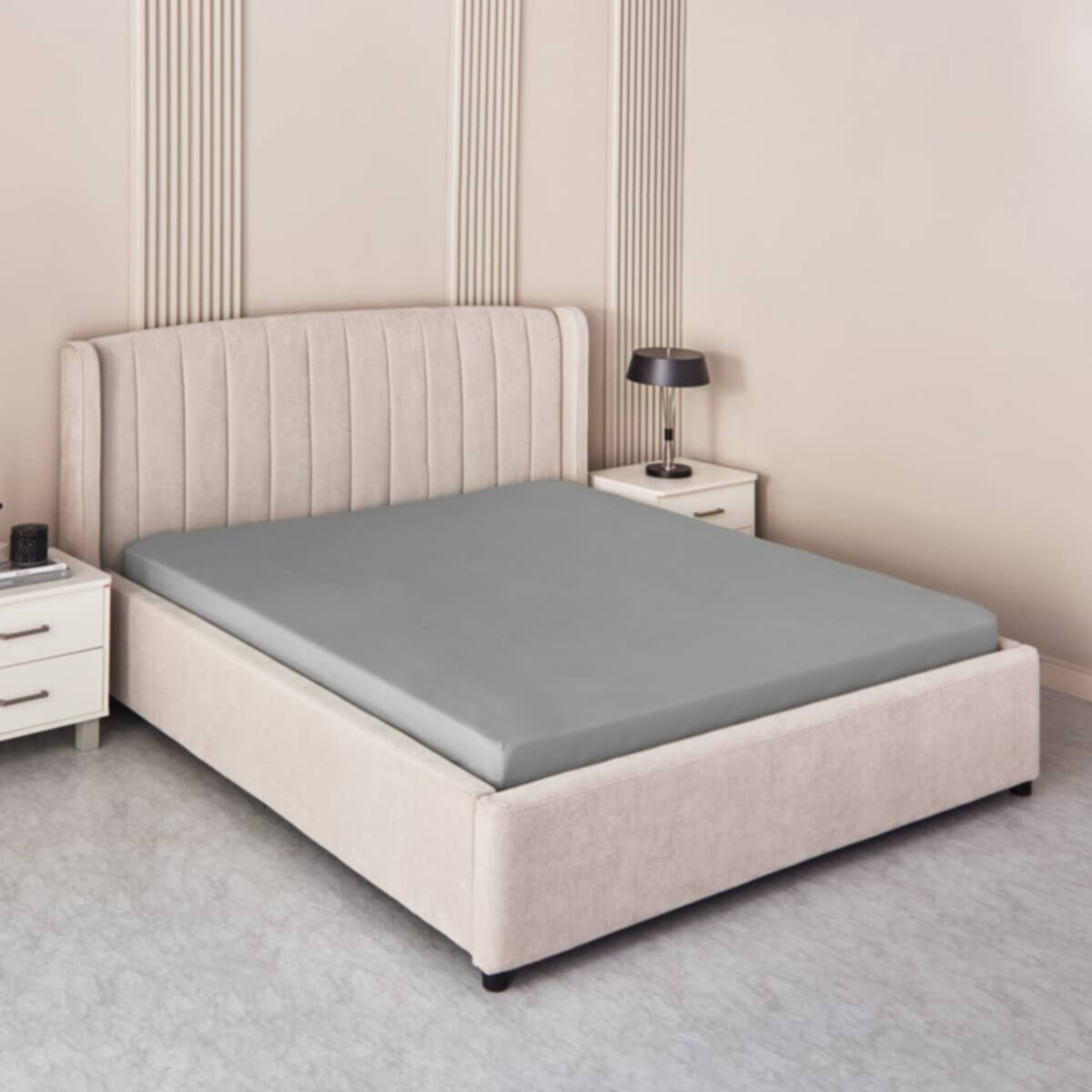 HOMEBOX | Derby Solid King Microfibre Fitted Sheet - 180x200+25 cm | 166721022