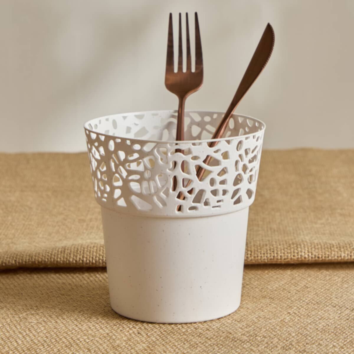 HOMEBOX | Rice Husk Cutlery Holder - 12.2x11.5x11.5 cm | 166788722
