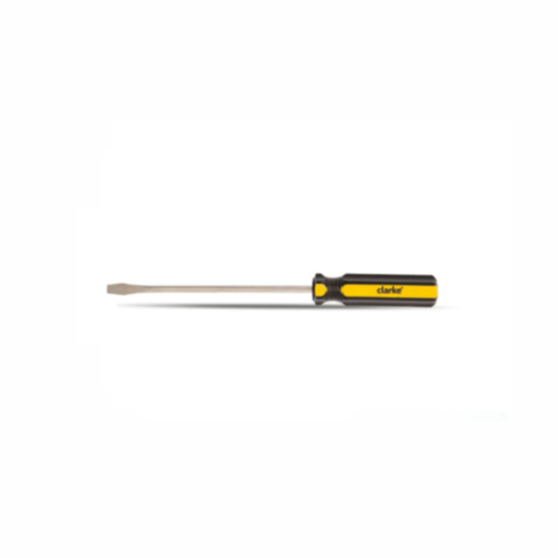 CLARKE | Screw Driver 8 inch Flat Yellow/Black Acetate heavy-duty handle with Magnetic Tip | SDF8C