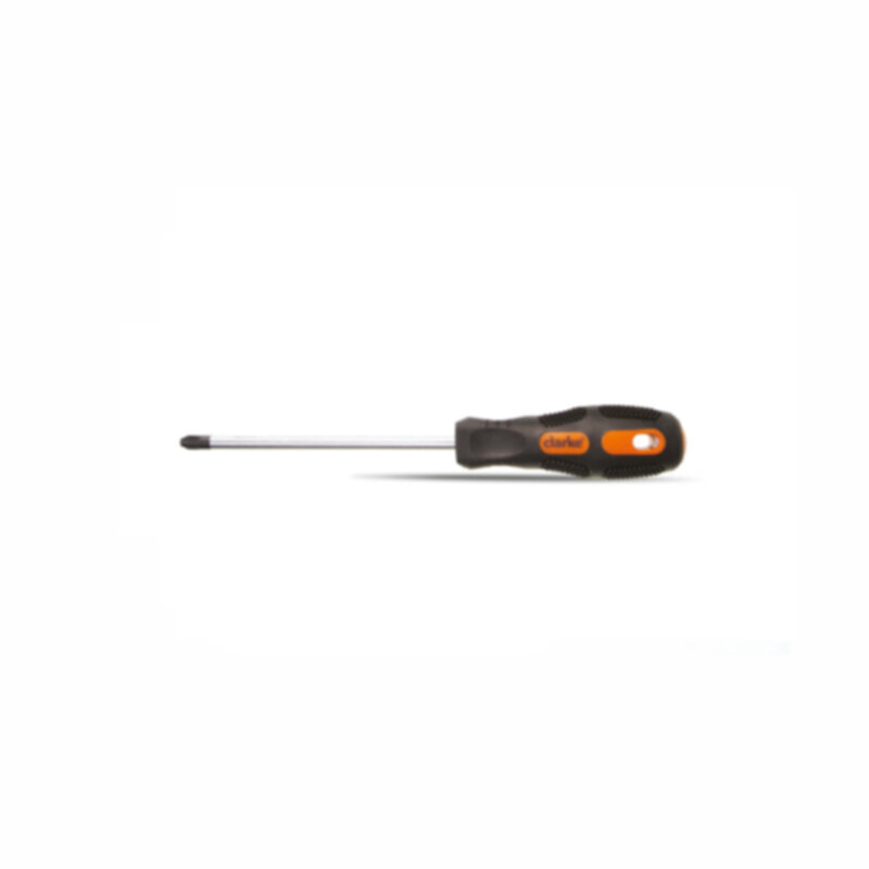 CLARKE | Screw Driver Phillips 8 inch Magnetic Tip Chrome Plated with Orange/Black Soft Grip and Fibre Handle | SDP6FC